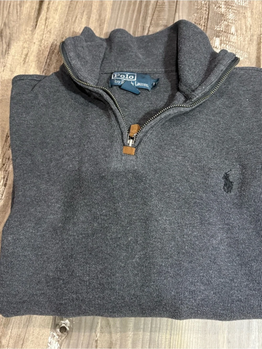 Polo Ralph Lauren quarter-zip cotton pullover charcoal gray SZ M